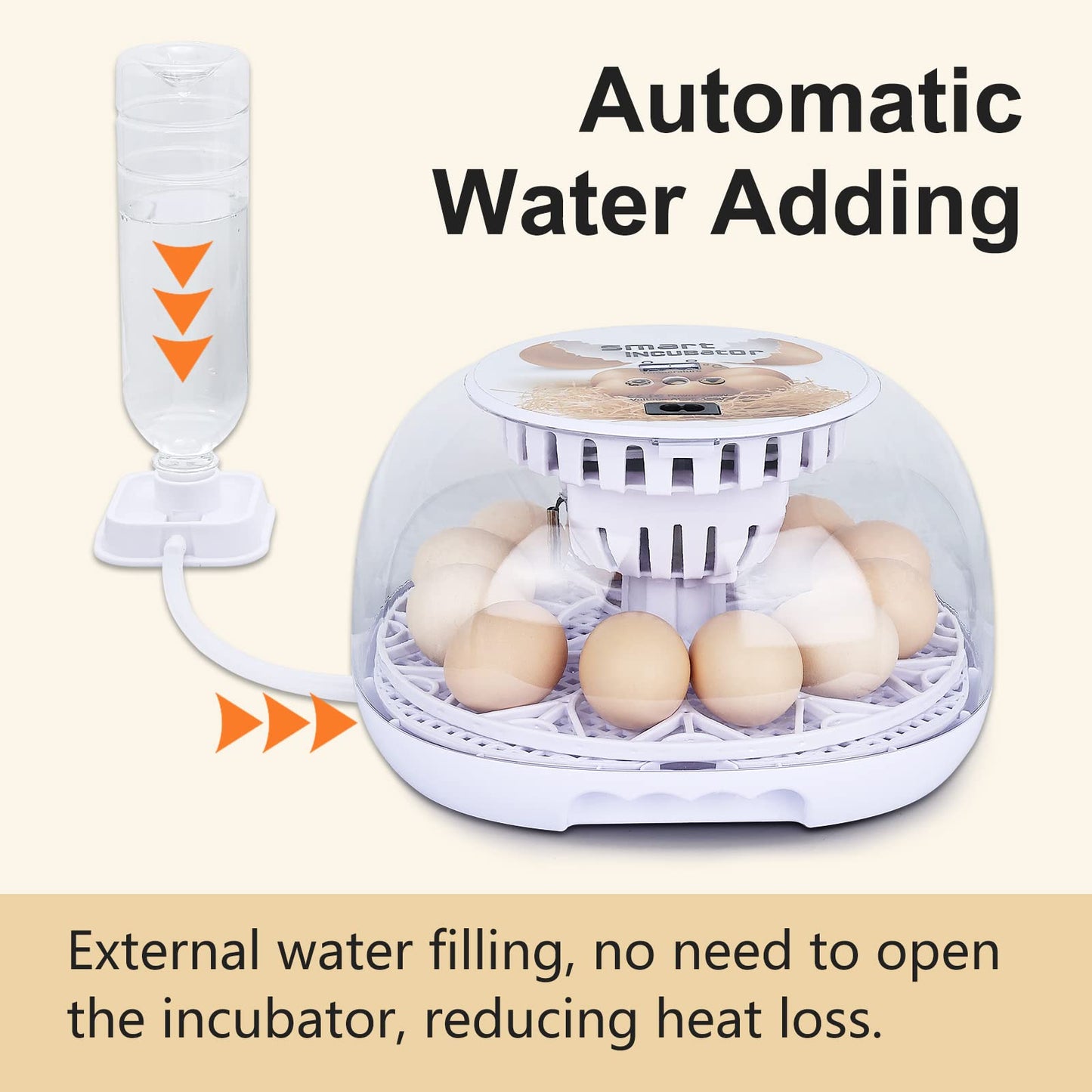 NORJIN Egg Incubator, 12 Eggs Incubator for Hatching Eggs, Digital Incubator Chicken Egg Incubator with Automatic Egg Turning and Water Adding for Hatching Chickens Birds Ducks