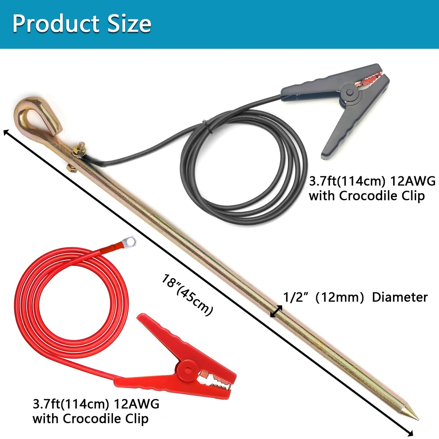 Minidodoca Electric Fence Wire - Grounding Rod, Connect The Energizer and Electric Fence Charger Solar Powered, Solar Electric Fence Lead Wire with Alligator Clip, for Generator Electric Fence