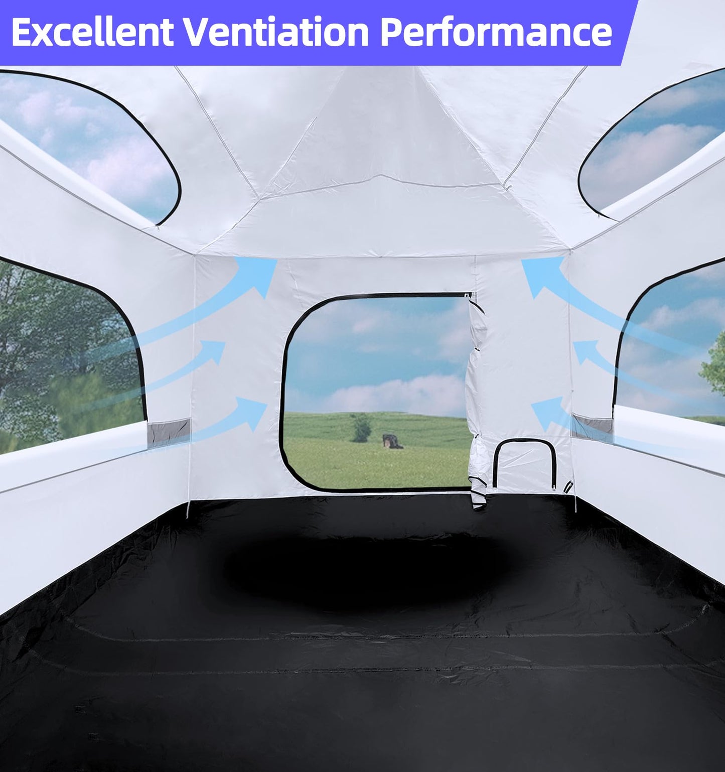 Joramoy Camping Cube for 10×10 Pop Up Canopy, Converts Straight Leg Canopy into Camping Inner Tent, Portable Vented Cube Tent with Full Floor(Frame/Top NOT Included)