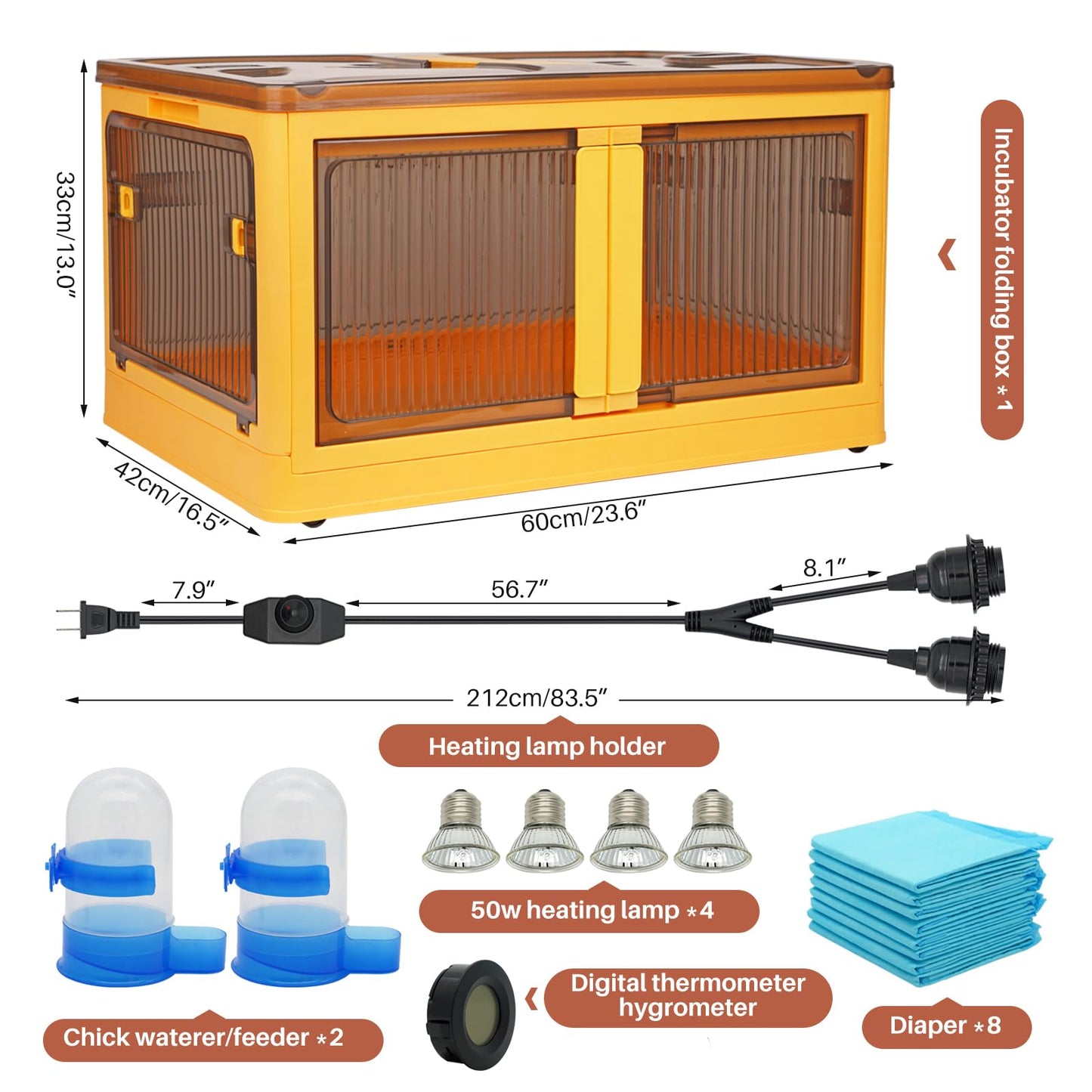Chick Brooder Box for Chicks, Brooder Box with Feeder and Waterer, Brooder Heater Warms up to 20 Chicks, Poultry Breeding Box Suitable for Chick Duckling Parrot Lizard (Large)