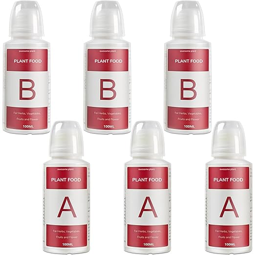 600ml Hydroponic Plant Food (6 Pack), Hydroponic Nutrients Fertilizer Supplies for Hydroponics Growing System, Compatible with AeroGarden and All Gardens, for Herbs Vegetables Flowers