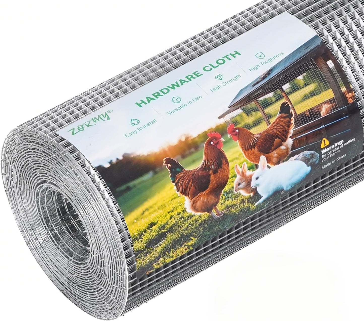 ZORMY 19 Gauge Hardware Cloth, 1/2 Inch 16inx25ft Galvanized Chicken Wire Fence, Hot-Dip Galvanized Welded Mesh Roll for Poultry Netting, Garden Fence, Tree Guard, and Snake Barrier