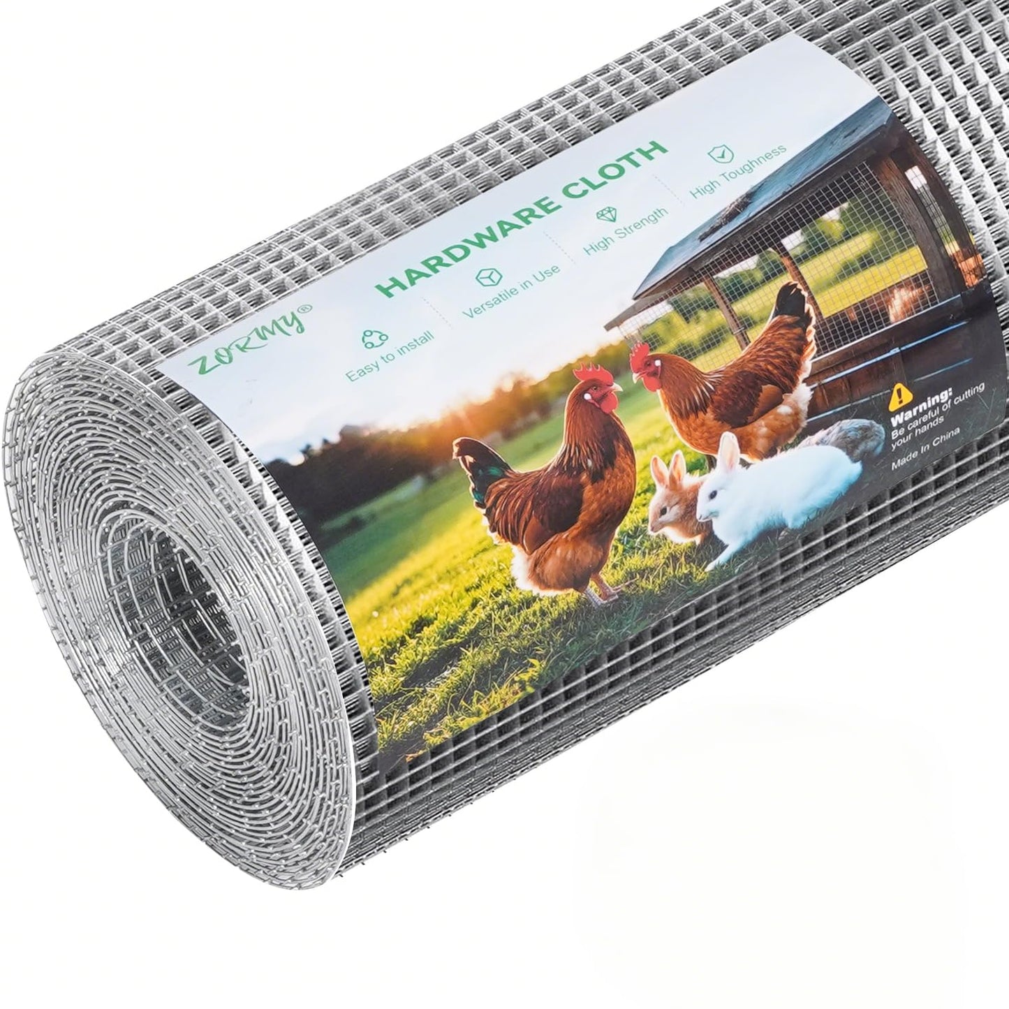 ZORMY 19 Gauge Hardware Cloth, 1/2 Inch 16inx25ft Galvanized Chicken Wire Fence, Hot-Dip Galvanized Welded Mesh Roll for Poultry Netting, Garden Fence, Tree Guard, and Snake Barrier