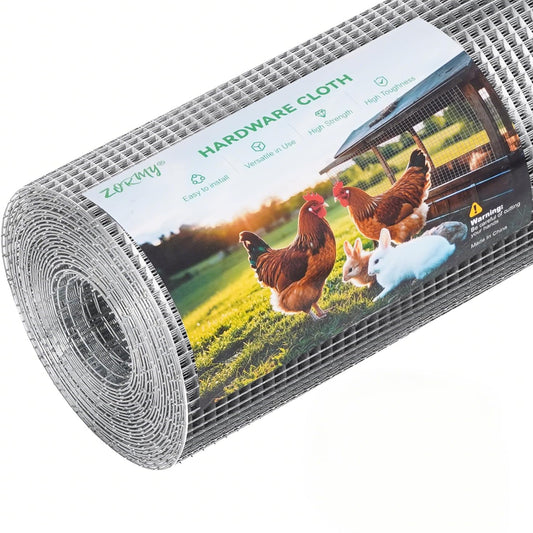 ZORMY 19 Gauge Hardware Cloth, 1/2 Inch 16inx25ft Galvanized Chicken Wire Fence, Hot-Dip Galvanized Welded Mesh Roll for Poultry Netting, Garden Fence, Tree Guard, and Snake Barrier
