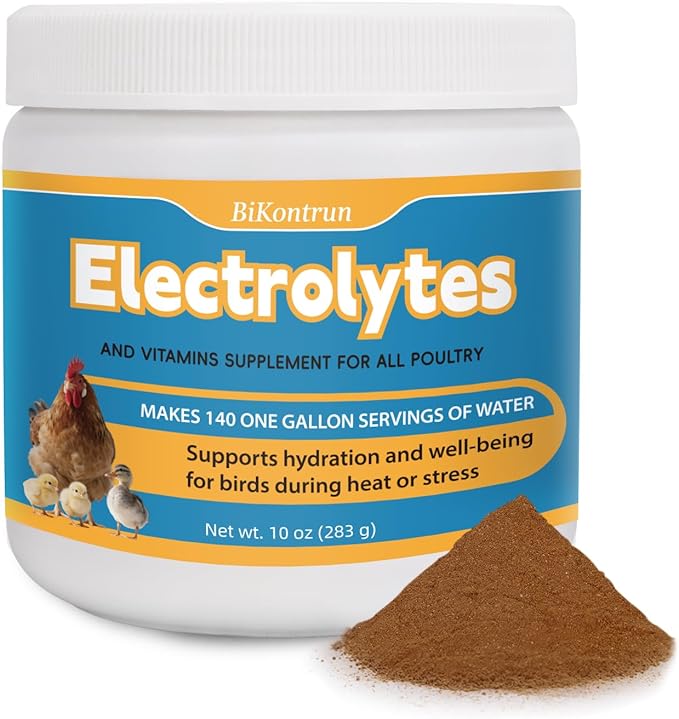 Chicken Electrolytes for Water, Electrolyte & Vitamin Supplement for Poultry, Chicks, Ducks, Turkeys, Support Hydration, Stress Recovery, Immunity, Backyard Chicken Essential, 10oz Makes 140 Gallons