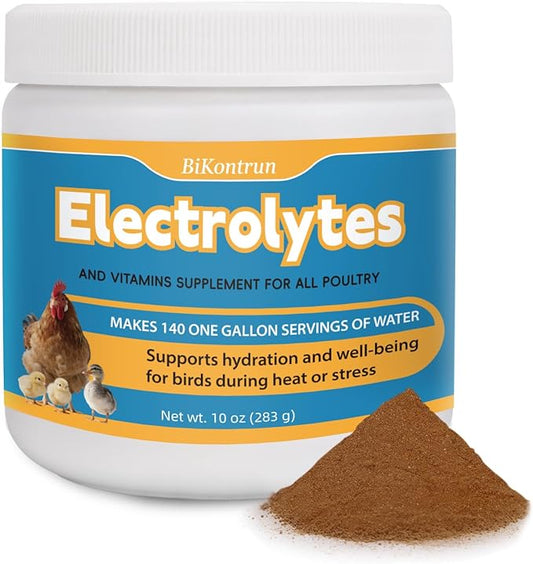Chicken Electrolytes for Water, Electrolyte & Vitamin Supplement for Poultry, Chicks, Ducks, Turkeys, Support Hydration, Stress Recovery, Immunity, Backyard Chicken Essential, 10oz Makes 140 Gallons