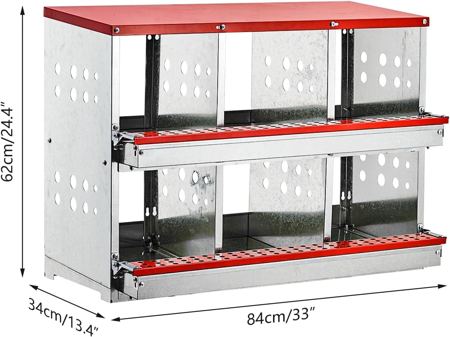 Nesting Boxes for Chickens, 6 Compartment Forward RollOut & Rollaway, Dulex Chicken Nesting Boxes with Egg Collection, Nesting Boxes for Hens, Duck Poultry, Metal Heavy Duty Chicken Coop with Perch