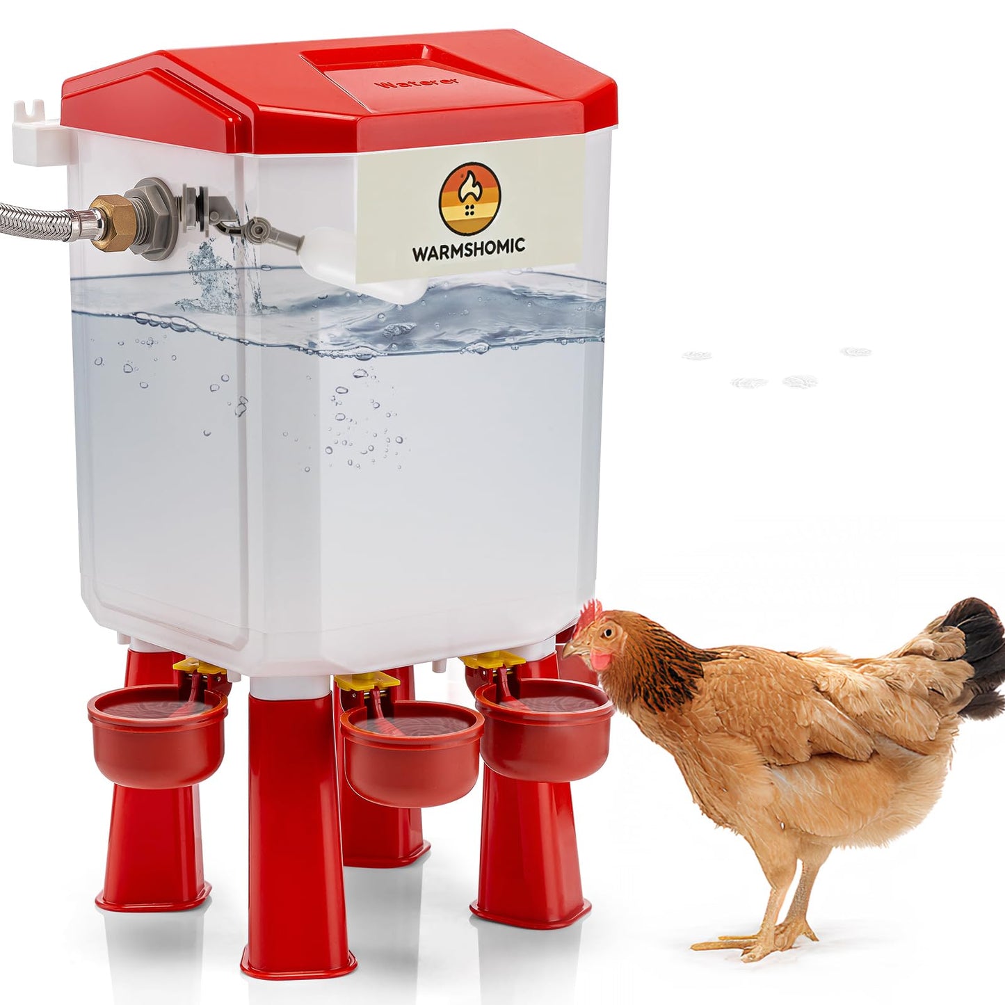 Automatic Chicken Waterer,Float-Controlled Large Watering System with Stainless Steel Metal Hose,Suitable for Quail,Ducks,and Other Poultry