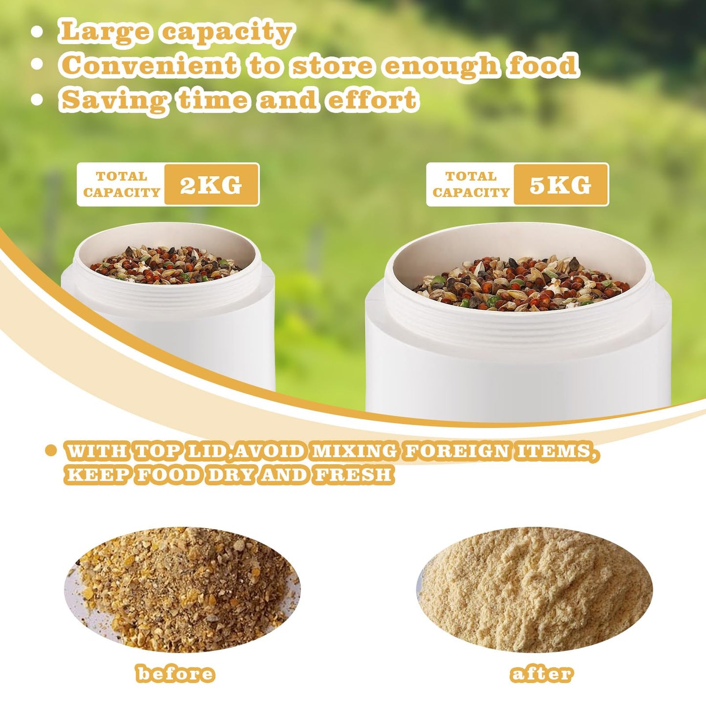 2-Pack Chicken Feeders No Waste, Chicken Feeder Kit with a Big One and a Small One, Automatic Chicken Feeder for Chicken Coop, PVC Gravity Poultry Feeders for Chickens, Ducks, Turkeys, Geese