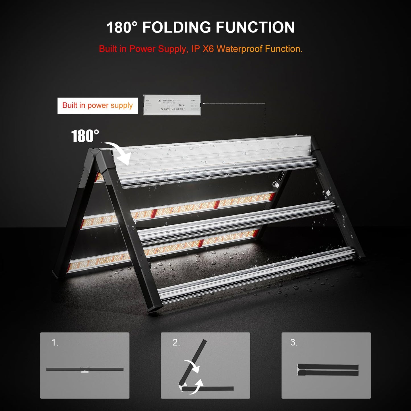 TMLAPY 720W Led Grow Light, Full Spectrum Grow Lights for Indoor Plants with Daisy Chain, Plant Lights for Indoor Growing, Plant Grow Lights Indoor for 5x6 Grow Gent Greenhouse, Foldable and Dimmable