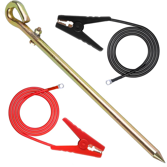 Minidodoca Electric Fence Wire - Grounding Rod, Connect The Energizer and Electric Fence Charger Solar Powered, Solar Electric Fence Lead Wire with Alligator Clip, for Generator Electric Fence