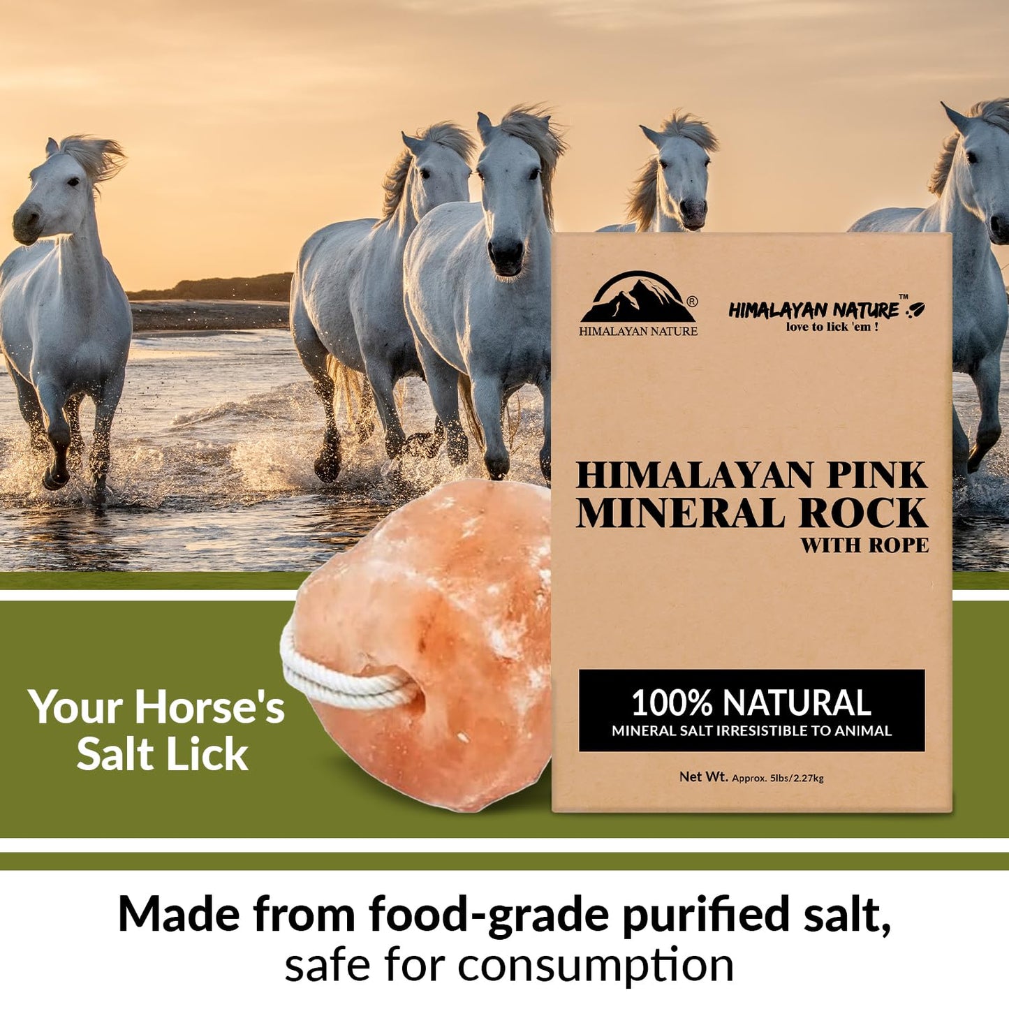 Himalayan Nature Horse Rock Salt, Animal Lick Salt - 8lbs, Elk