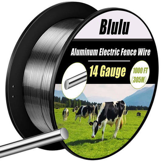 Blulu 14 Gauge Aluminum Electric Fence Wire 1000 ft Aluminum Garden Electric Fence Magnesium Alloy Chicken Wire, High Conductivity and Durability