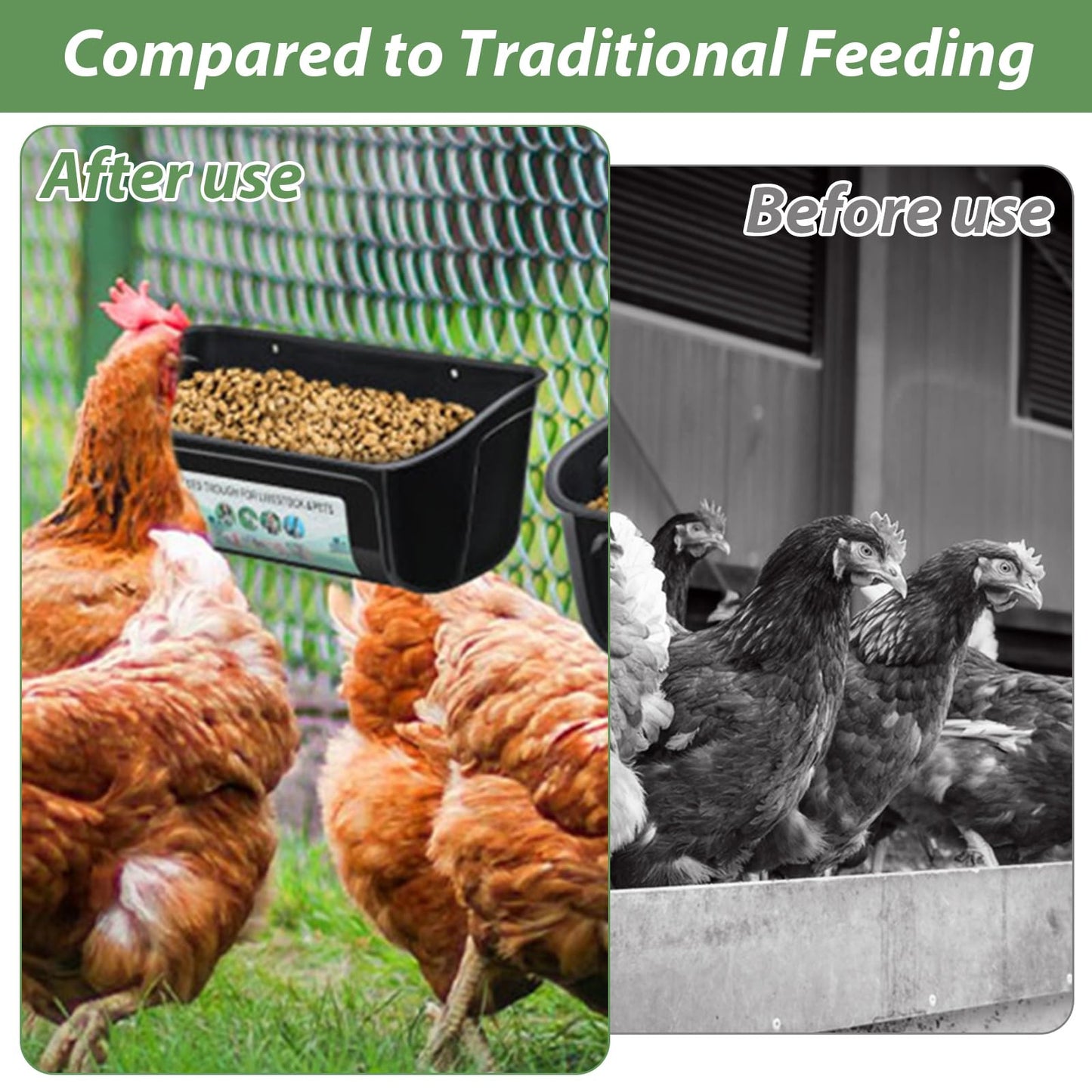 LOPYXBR 6 PCS Black Goat Feeder Hanging Pig Feeder with Clips 5 Quart Chicken Feeder Trough Poultry Feeder Hanging Goat Mineral Feeder Chicken Coop Feeder and Waters for Livestock, Pets, Poultry