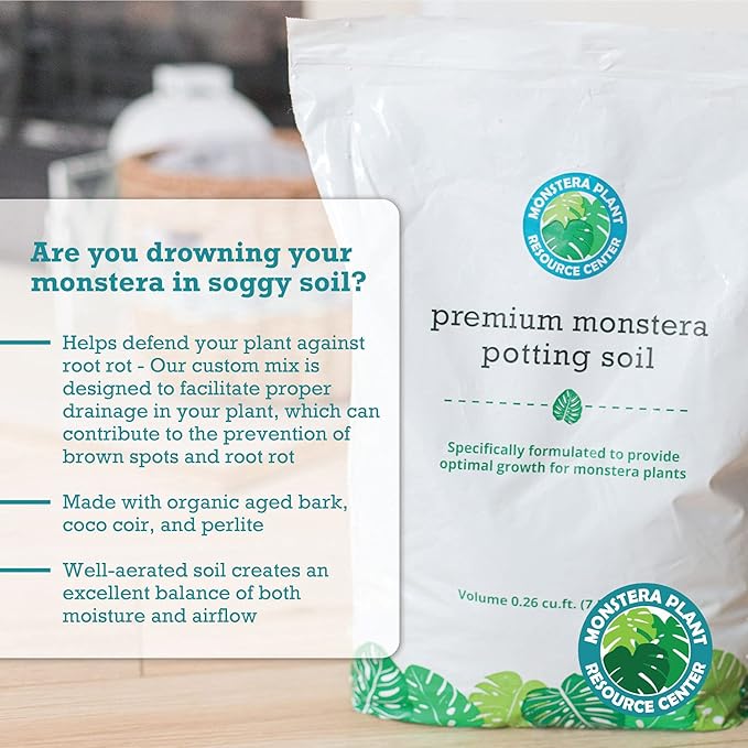 100% Organic Monstera Potting Soil – Nutrient-Rich, Well-Draining Aroid Mix for Stronger Roots & Vibrant Growth | Aged Bark, Coco Coir, Perlite, Worm Castings | Made in USA | Large 7.5L Bag