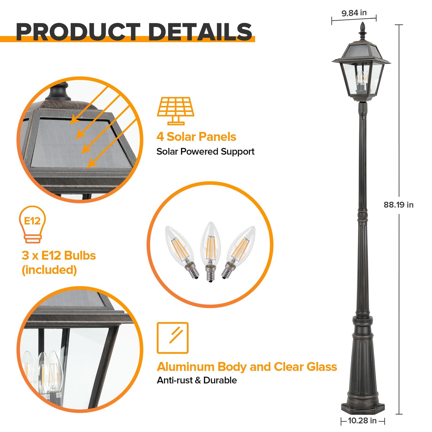 LUTEC Outdoor Solar Post Light