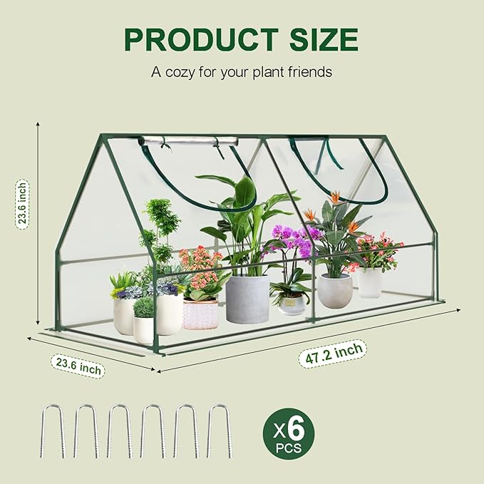 Mini Greenhouse, 47×23×23" Portable Greenhouse for Indoor Outdoor, Small Green House for Plants, Seedling, Germination