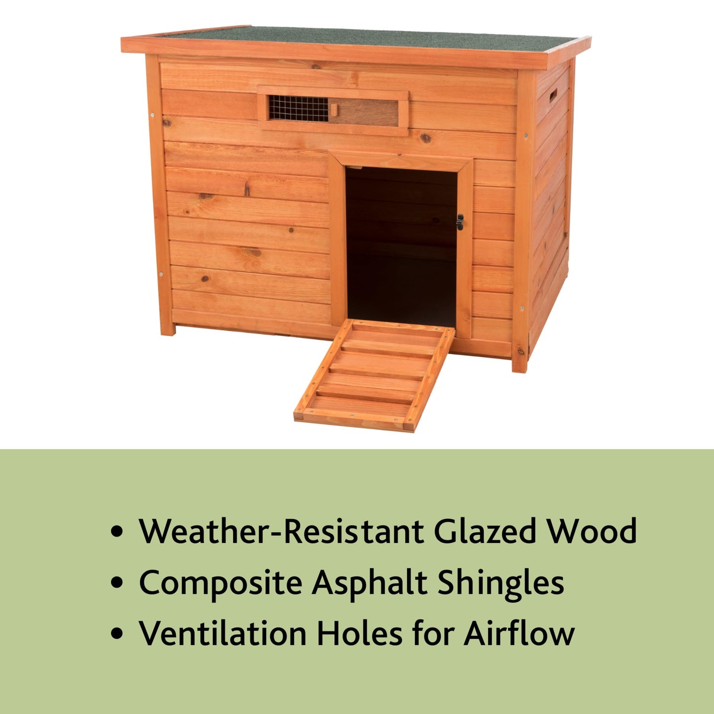 TRIXIE Natura Duck Coop – Wooden Duck House for Free Roaming Ducks – Chicken Crate Suitable for Quails and Other Poultry – in Brown