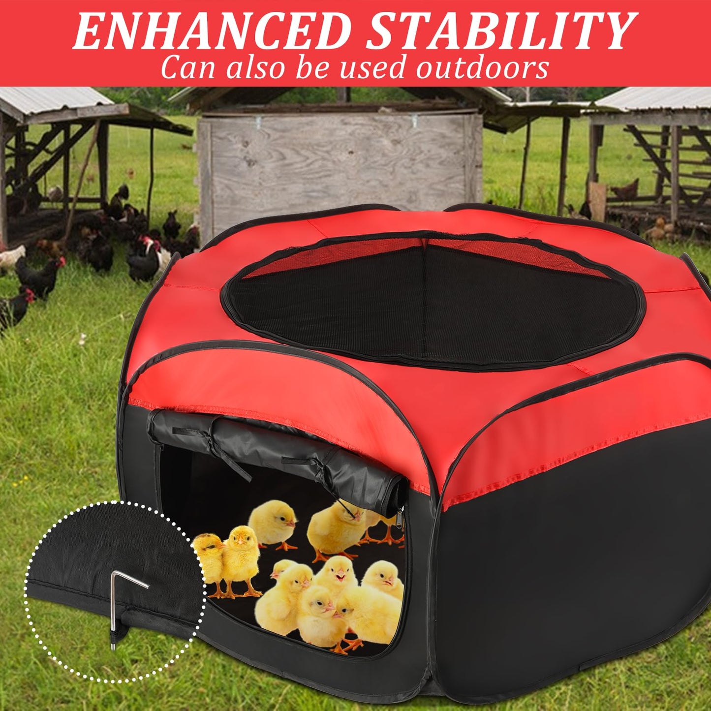 Brooder Box for Chicks,45 x 20 Inch Chick Brooder Boxs,Chicken Brooders Playpen/Tent with Door for Chick,Pop-Up Brooder-Box Starter Brooder Kit with Storage Bag, Top Cover, Fixed Pegs, Waterproof Mat