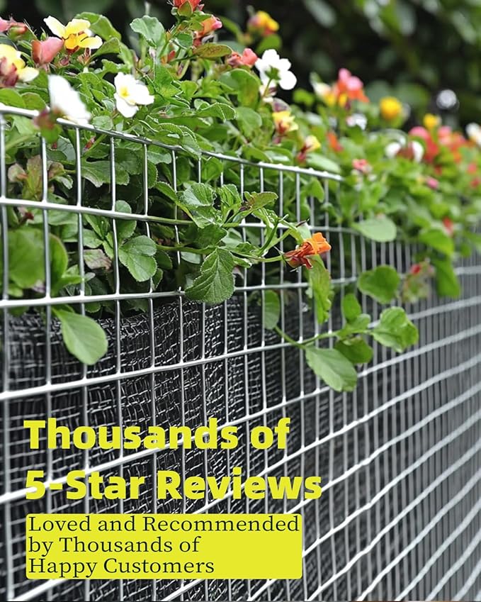 SEBOSS Hardware Cloth 1/2 inch 60'' x 50' 19 Gauge, Hot-dip Galvanized After Welding, Galvanized Wire Mesh Roll Chicken Wire Fencing Gopher Guard Rat Wire Rised Garden Bed