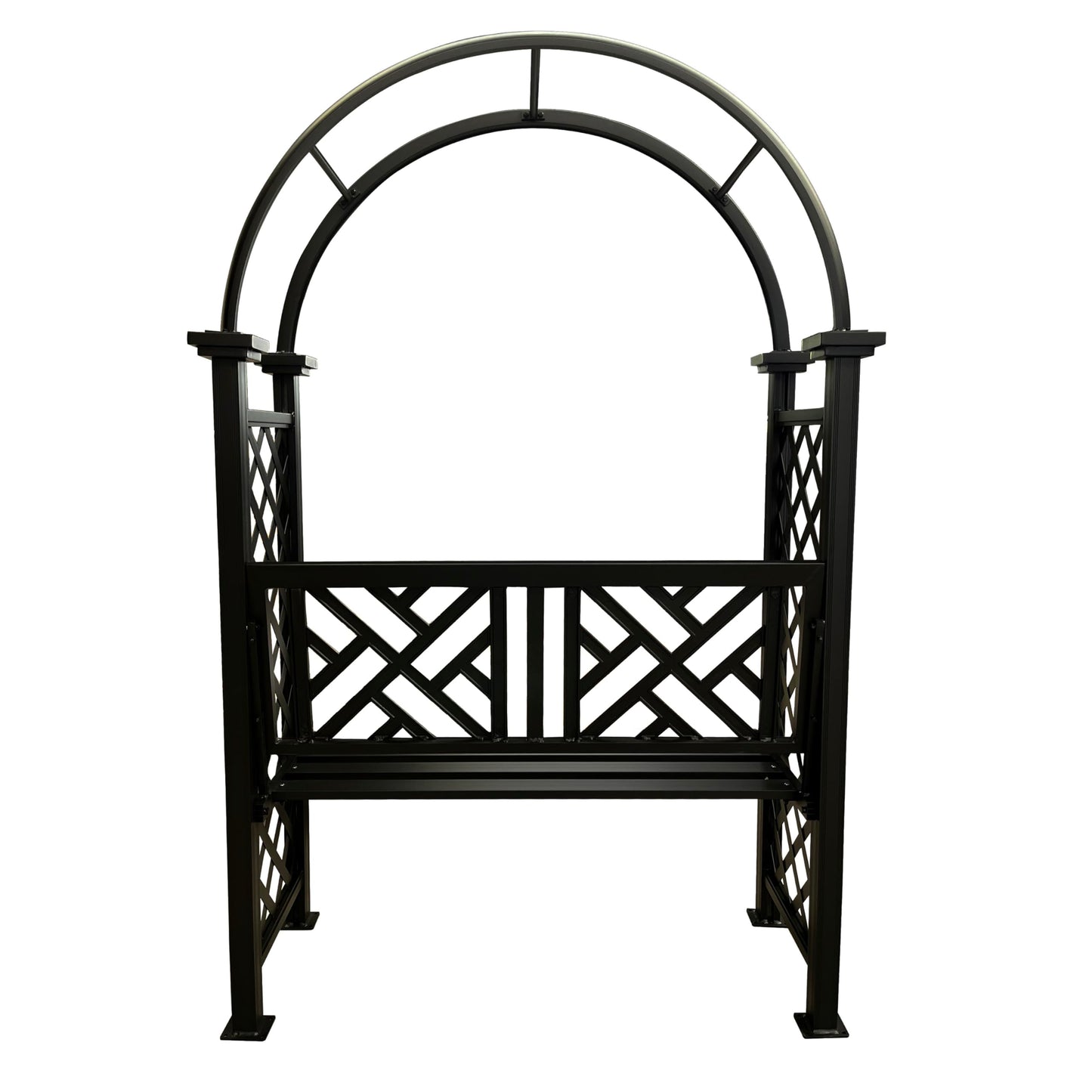 Black Aluminum Garden Arbor Arch with 2-Seater Bench