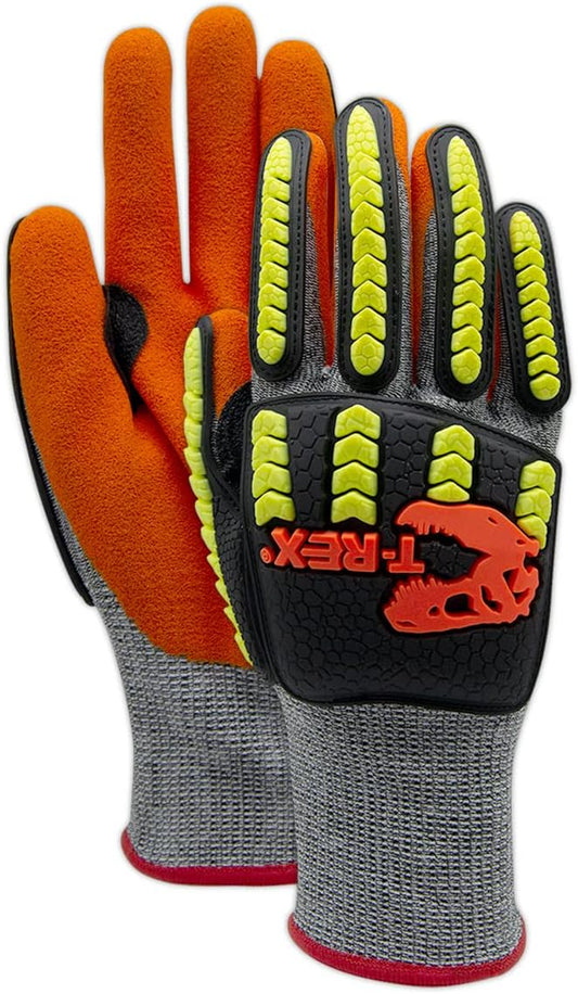 MAGID T-REX Flex Series TRX150 Economy Knit Impact Glove with NitriX Grip Technology Palm Coating–CutLevelA5 Size 6/XS(72 Pairs)