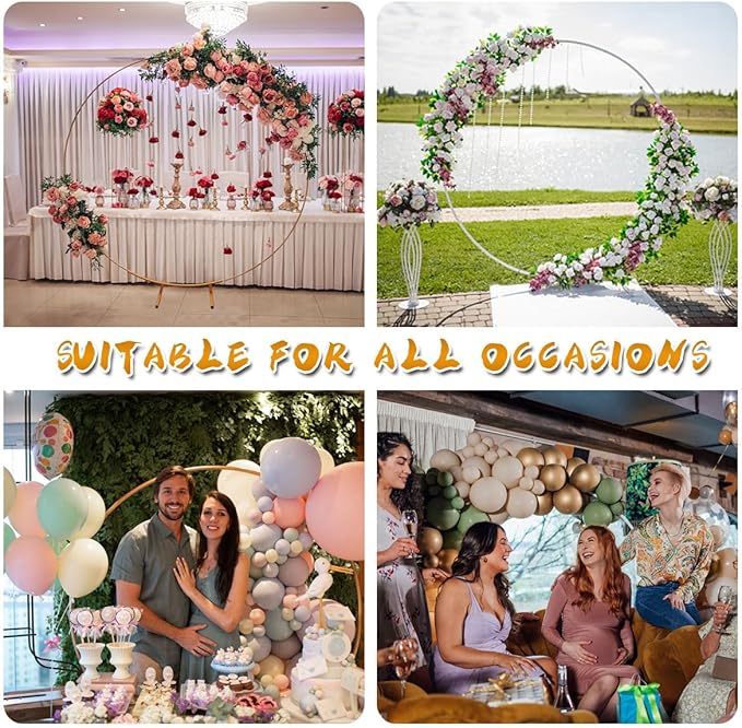 Round Backdrop Stand Circle Arch, 6.5ft White Metal Balloon Arch Kit for Party Decoration Wedding Arch Flower Ring Stand Harfirbe