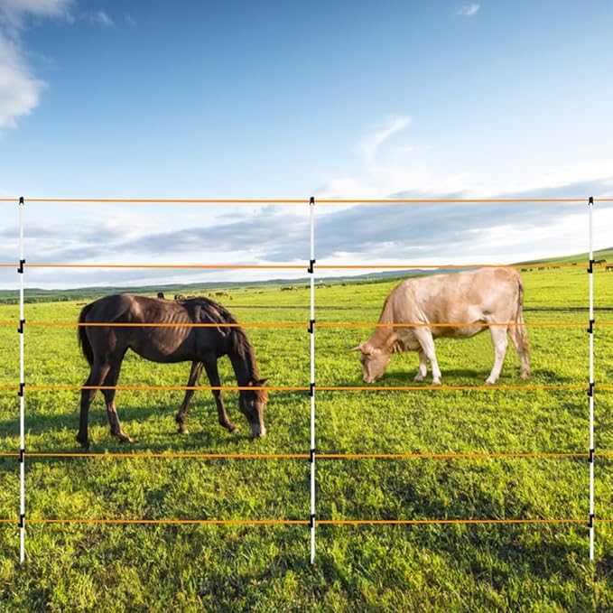 60'' Fiberglass Electric Fence Posts with Double Spikes for Animals, Garden Protection, etc. - 36 Posts Come with 180 Clips