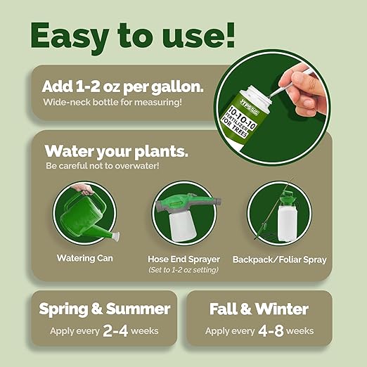 TPS NUTRIENTS Liquid 10-10-10 Fertilizer for Trees and Shrubs, Triple Ten NPK Plus Iron and Micros, Liquid Plant Food 8 oz (250mL)