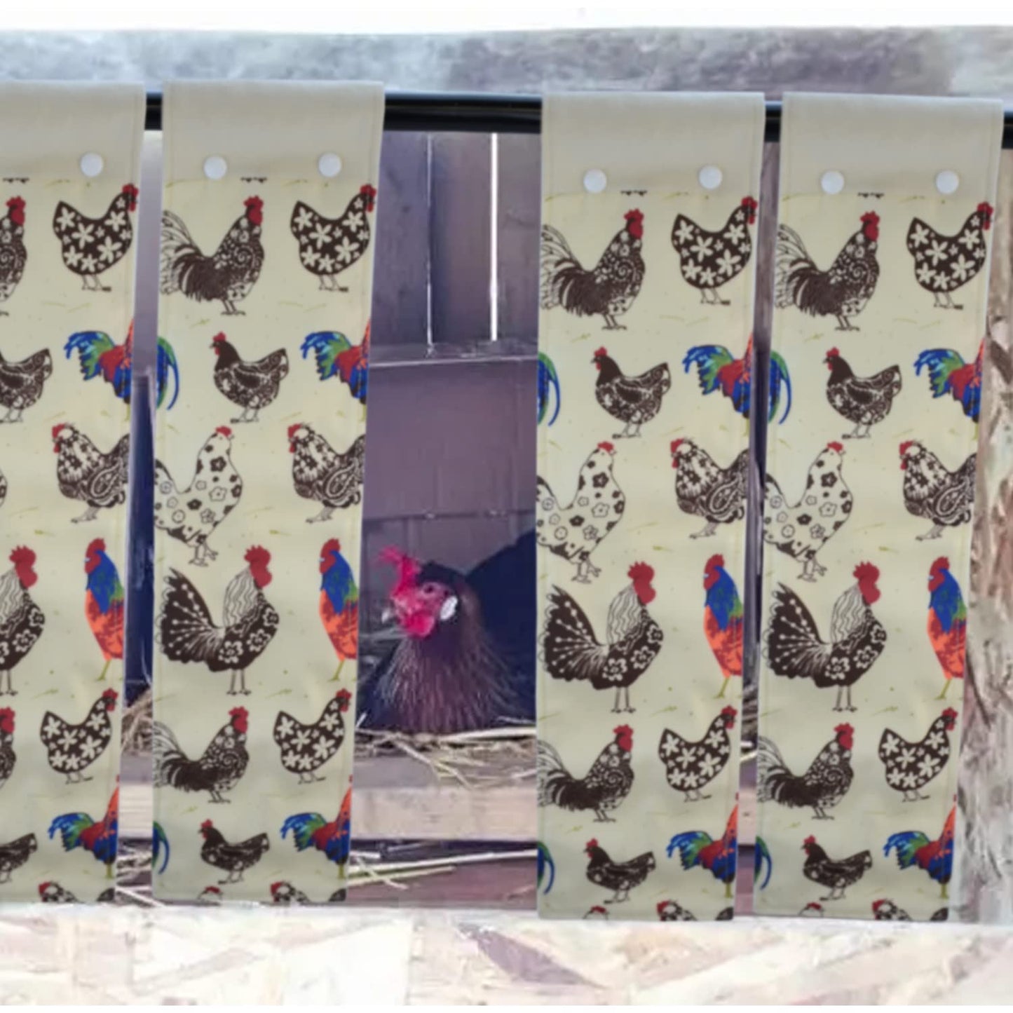 3 Chicken Nest Box Curtains with Simple Button for Chicken Breeders Nesting Boxes Coop Gifts Size 19" by 4" Each Panel