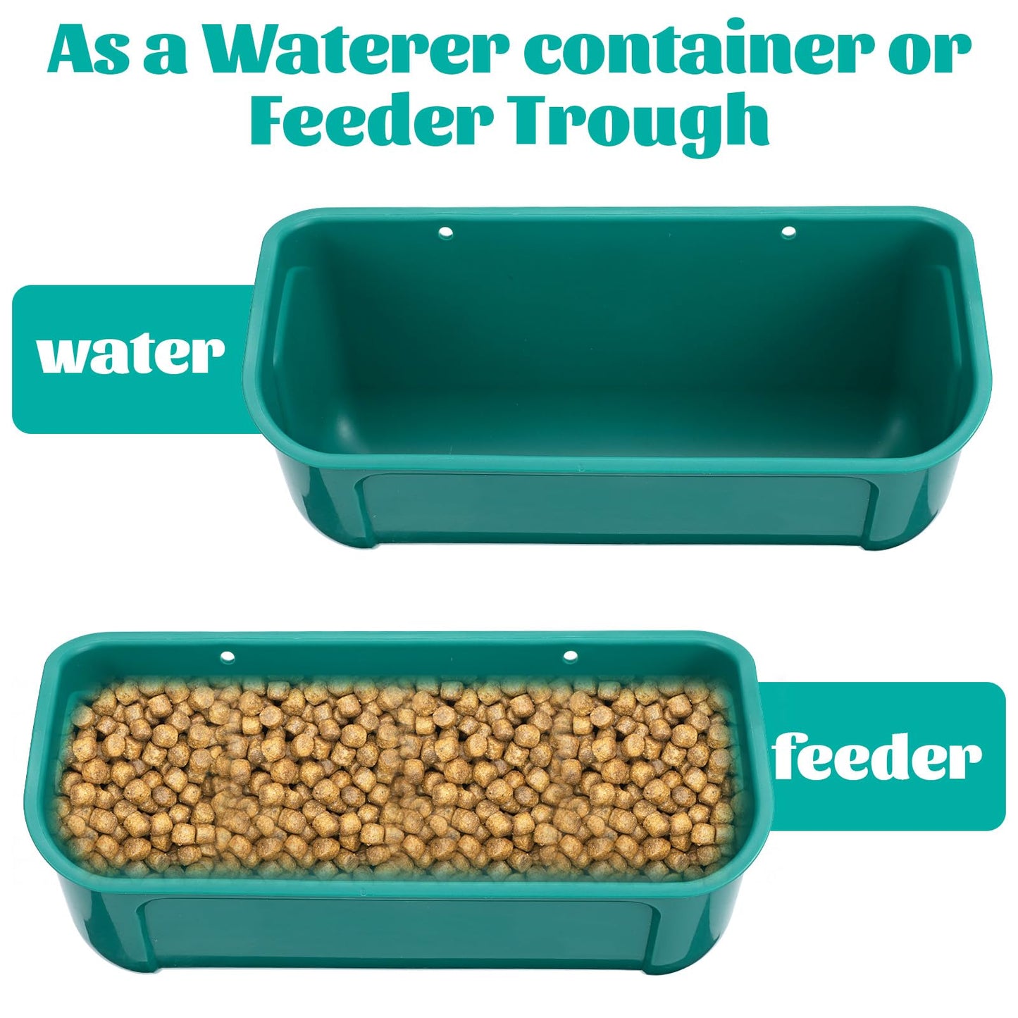 Goat Feeders Fence Hanging, 3.5 Quart Chicken Feeder Trough for Livestock Poultry 4 Pack