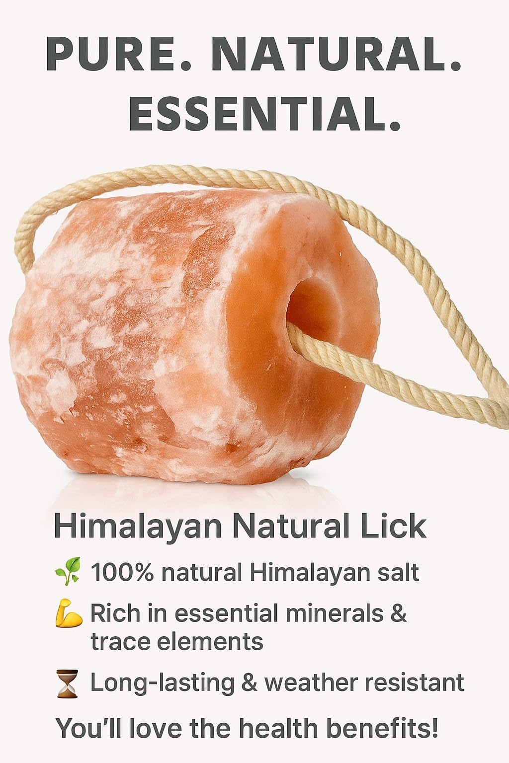 Generic Himalayan Natural Lick Salt 6 lbs on Rope for Horse, Cattle, Deer, Cows and Goats., 1 Count (Pack of 1)