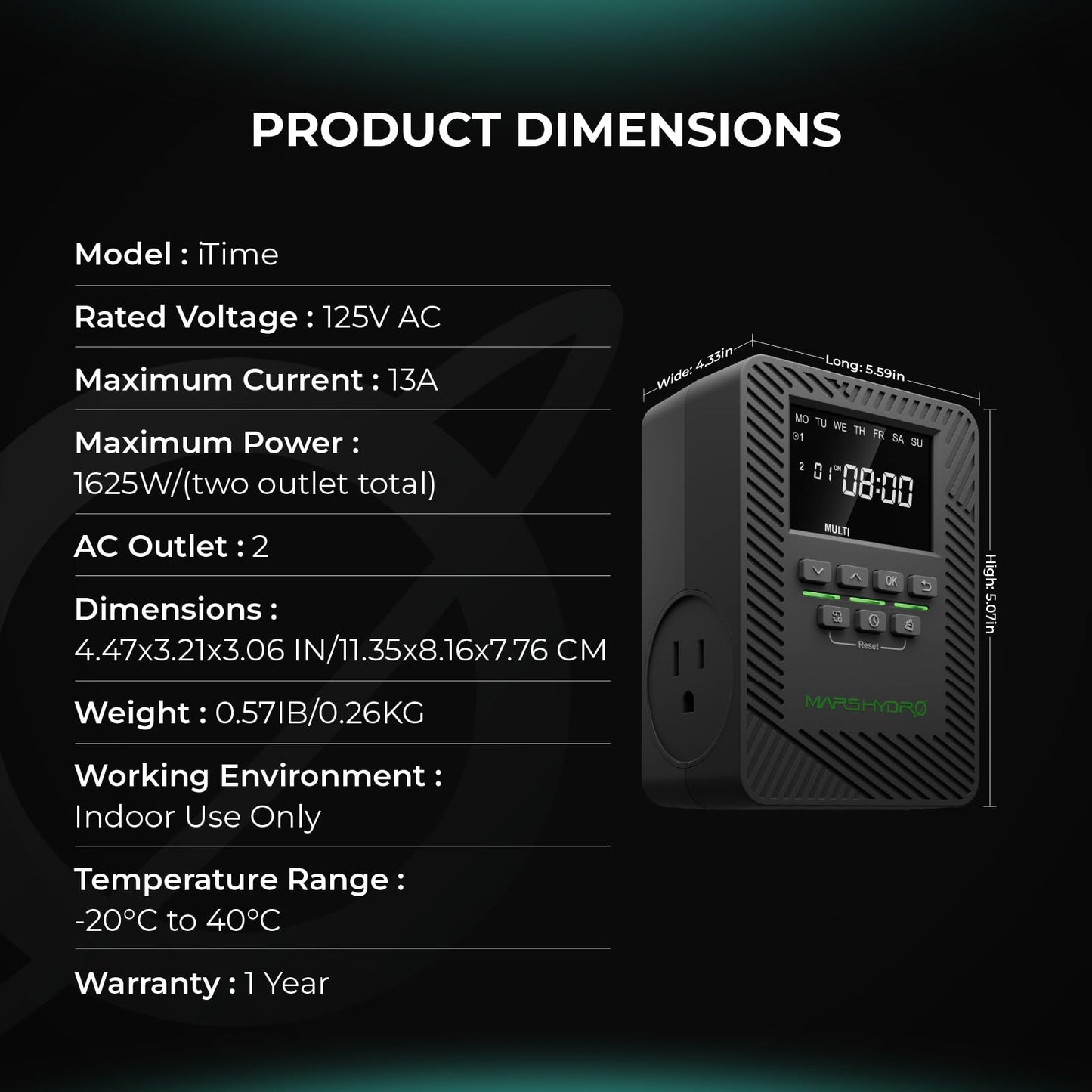 MARS HYDRO FC-E3000 LED Grow Light 300Watt and ITime 2-in-1 Smart Timer Outlet Dual Outlet App Control Custom Programmable 12 On/Off for Home Office and Plant Growth Use