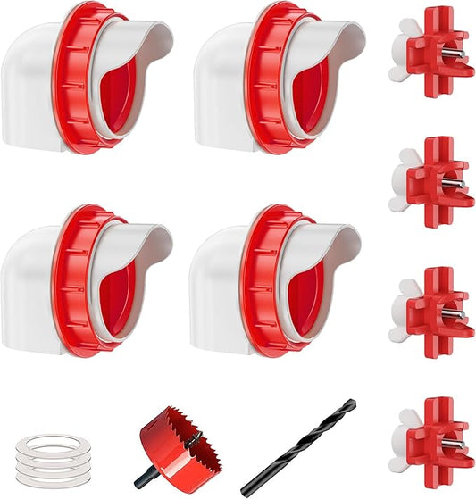 Chicken Feeders and Waterers, 4 Ports Chicken Feeder No Waste and 4 Packs Chicken Water Nipples