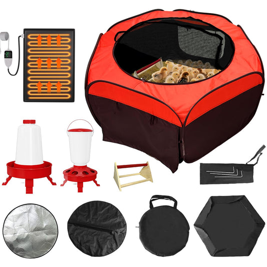 Chicken Brooder Box with Timer Heater Chick Nesting Pad - Chicken Feeder and Waterer Set for Chicks Indoor Accommodates Up to 80 Chicks - Ideal for Winter Chickens, Ducks
