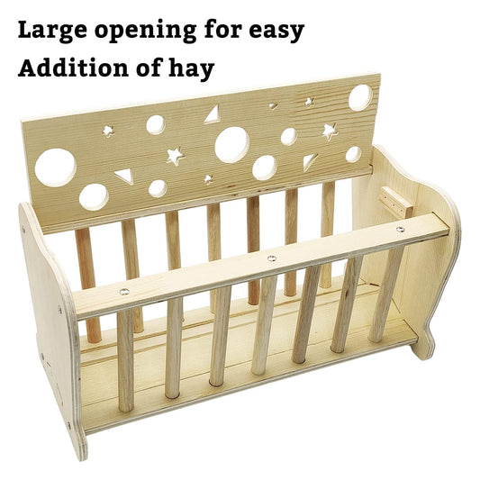 Hamiledyi Rabbit Hay Feeder Bunny Hay Holder Guinea Pig Hay Feeder Bunny Hay Manger Wooden Hay Rack Hay Dispenser Small Animal Hay Feeder Cage Accessories for Bunny Chinchilla Guinea Pigs