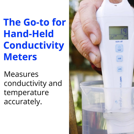 Bluelab Conductivity Pen Meter and Probe Care Kit for Conductivity-Water, Temperature and Nutrient Tester (CF, EC, PPM 500/700) with EC Solution and Cleaner for Hydroponics and Indoor Growing