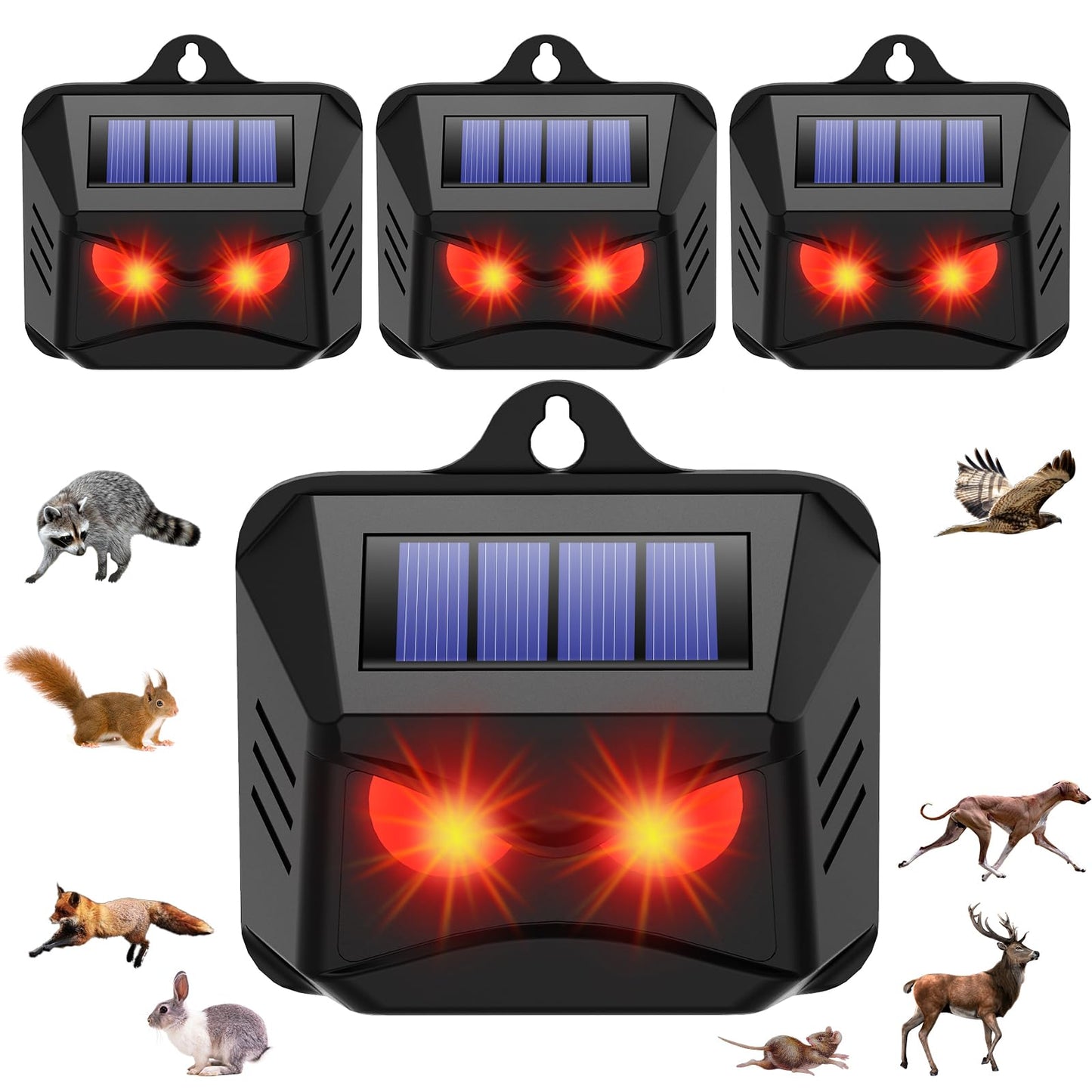 4 Pack Solar Nocturnal Animal Repeller Outdoor, Predator Lights for Chicken Coop,Solar Predator Eyes Animal Deterrent Lights for Deer Coyote Raccoon Fox Skunk Repellent for Yard Garden Guard
