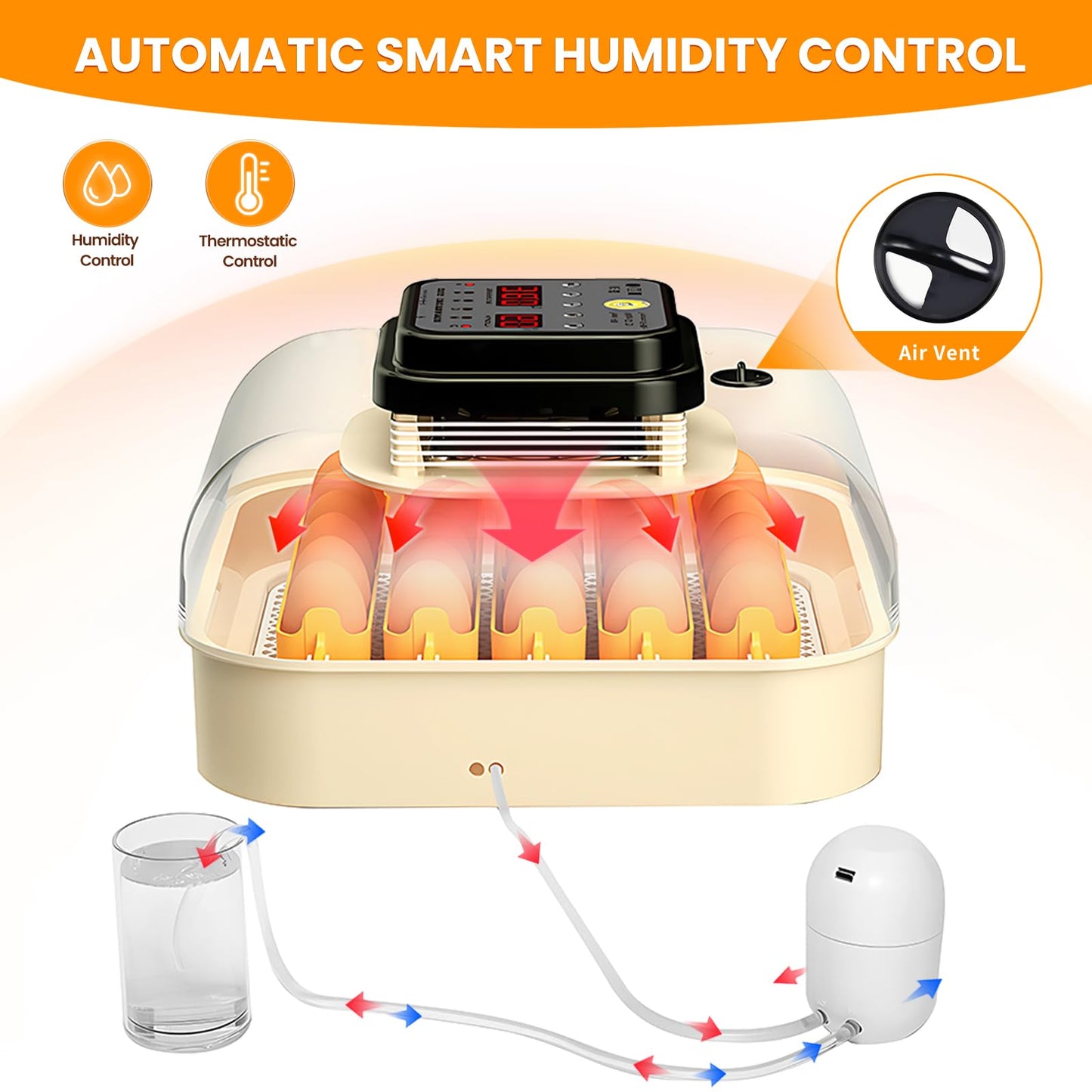Brivouen 30 Egg Incubator with Humidity Display, Egg Candler, Automatic Egg Turner, for Hatching Chickens