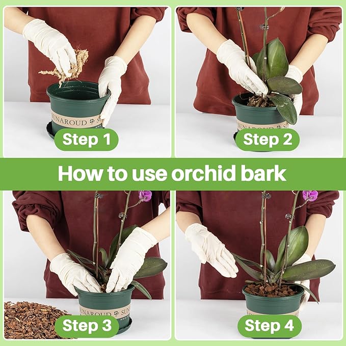 8OZ Orchid Bark Planting Soil - Sukh Orchid Potting Mix Horticultural Cypress Mulch Horticulture Dryad Pine Bark Natural Wood Chips Soil Cover for Plants Garden Orchid Medium Indoor Plants (5-12 MM)