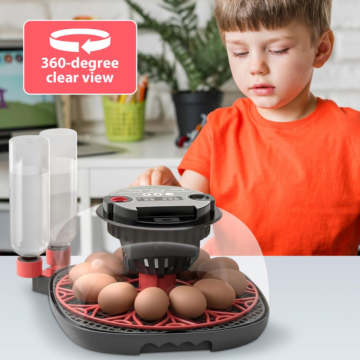 Florienix 12 Egg Incubator Automatic Egg Turning, Temperature & Humidity Control with Digital Display, Built-in Egg Candler & Auto Water Refill for Chicken Duck Quail Eggs