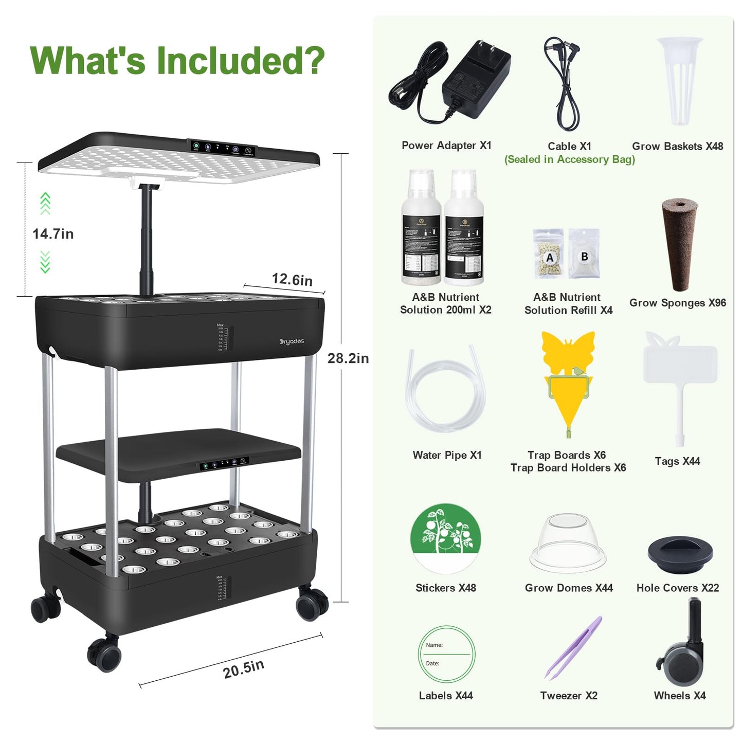 Hydroponics Growing System Indoor Garden - DRYADES 44 Pods Herbs Garden Kit Indoor with LED Grow Light Grow Anything Plants Germination Kit (No Seeds) Harvest Vegetable Lettuce for Home Kitchen
