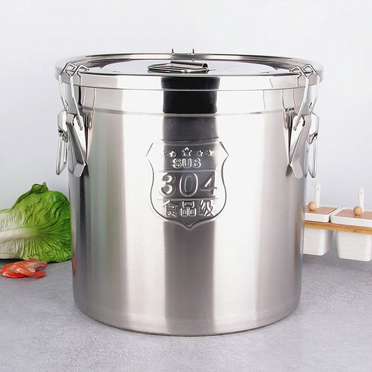 Stainless Steel Airtight Canister for Kitchen, Rice Cereal Grain Canisters Container for Household Kitchen Food Bean Flour Oil Sugar Milk Cookie Storager Bucket w/Handles Lid (12L)