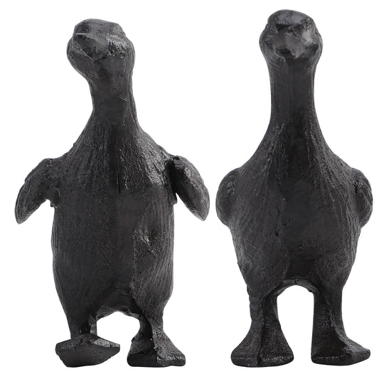 Bolifish Cast Iron Duck Statue Set of 2, Heavy Duty Small Cute Duck Statuary Ducks Decor for Garden Desktop Farmhouse Figure Home Decoration