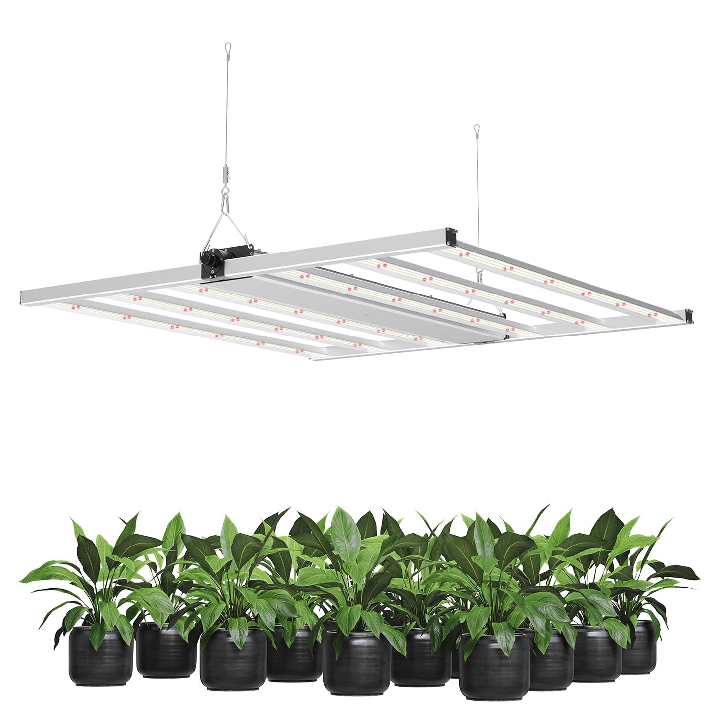BAYLABS 480W Full Spectrum LED Grow Light, UV/IR Enhanced Foldable and Dimmable 6 Bar Lamp for 4x4 ft Core Coverage, 2.89 μmol/J Efficiency Ideal for Commercial Hydroponics