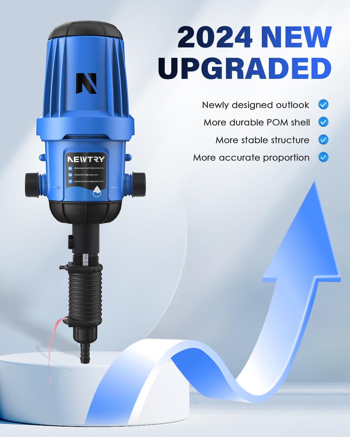 NEWTRY Fertilizer Injector for Drip Irrigation, 0.4%-4% Adjustable Dosing Pump, 3/4'' NPT Water Powered Liquid Doser for Garden, Greenhouse, Irrigation & Hydroponic System, Farm, Grow Tent