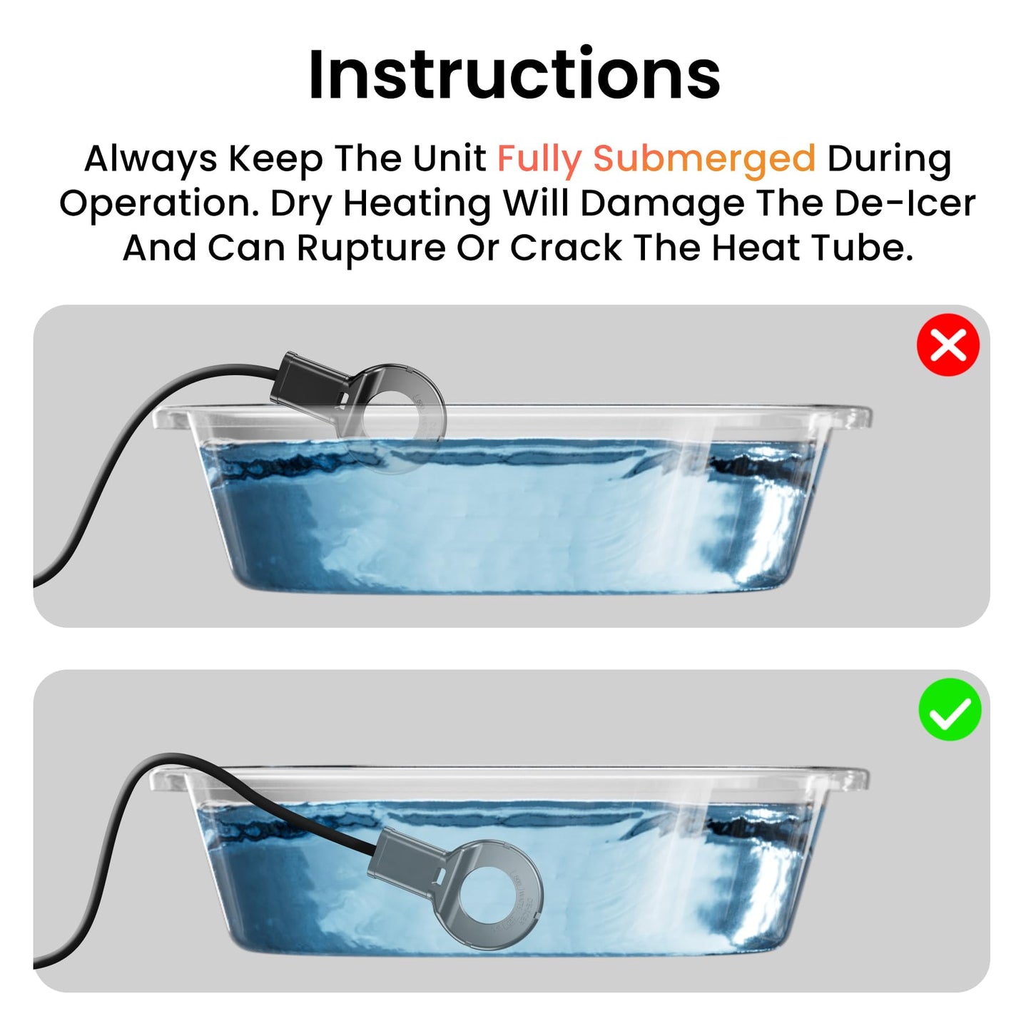 JXJHOVV 500W Submersible Cast Aluminum De-Icer – Thermostatic Chicken Water Heater for Livestock Tanks & Winter Bird Baths, Energy-Efficient Anti-Freeze Utility Heater, Black