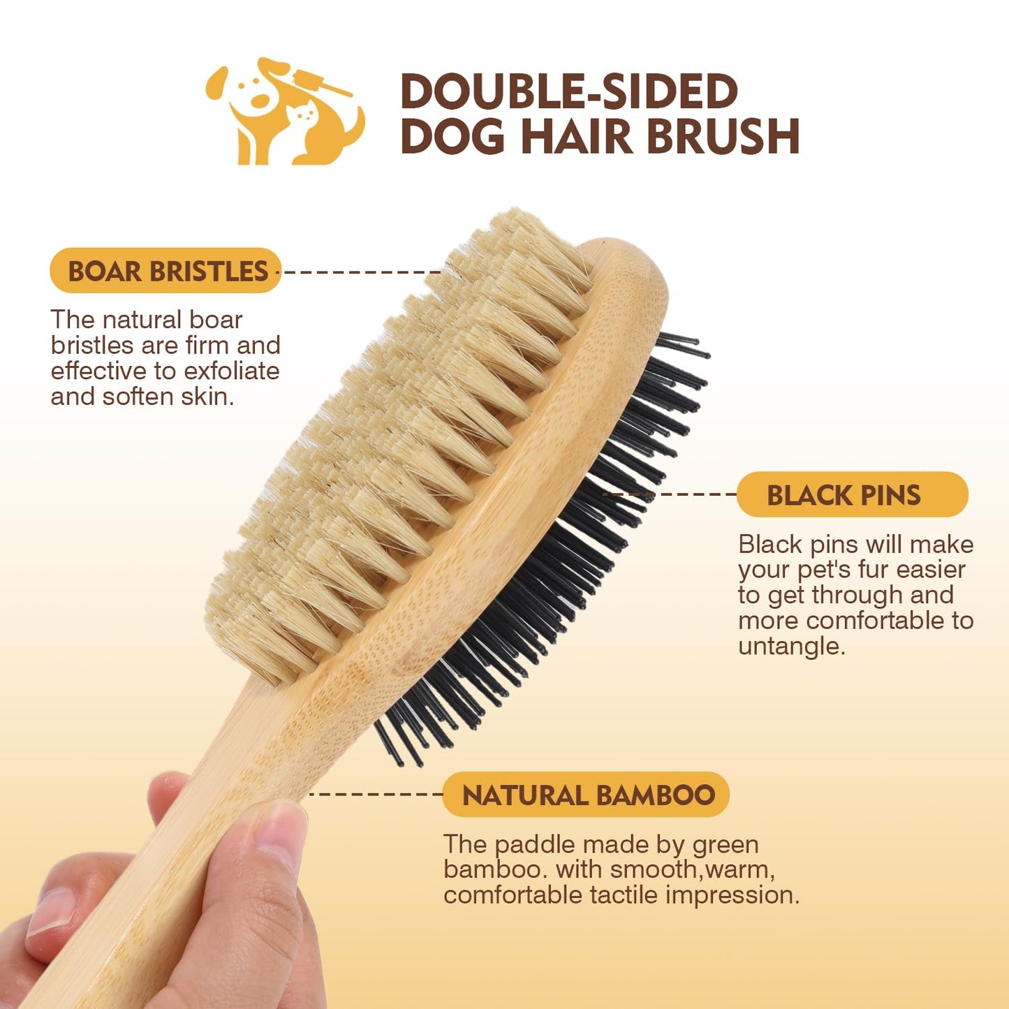 ElighMoo Dog Grooming Brush Kit,Deshedding Dog Brush for Shedding Short Hair Dogs with Pet Nail Clipper and File, Two Sided Pet Brushes for Dogs Removing Dirt & Loose Hair(7PCS) BLACK