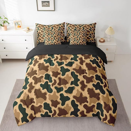 Feelyou Camouflage Bed Set Boys Girls Full Size Camo 7 Pieces Bedding Set for Kids Women Men Military Style Bed Set Includes Comforter, Sheet Set, Pillowcases Hunting Theme Room Decor