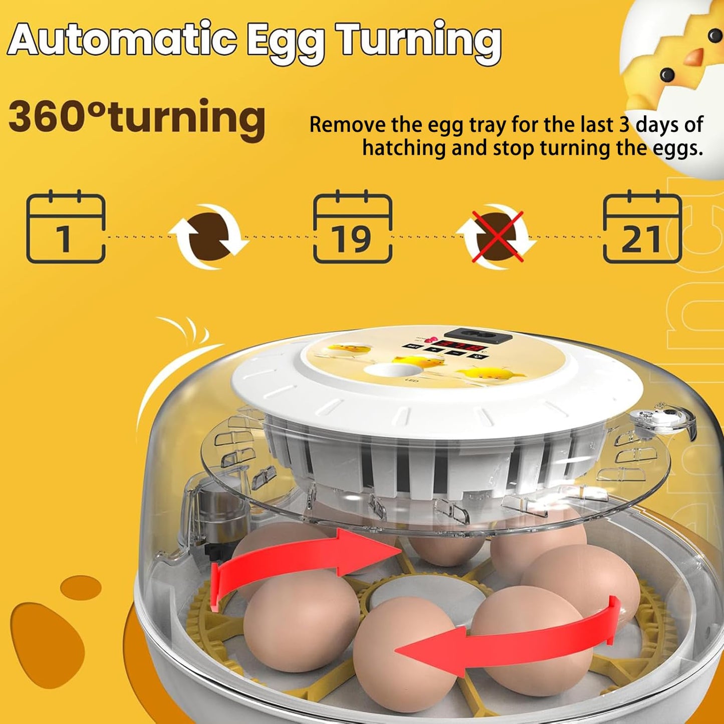 DEZHXHE 8 Egg Incubators for Hatching Eggs, Automatic Egg Turner and Egg Candle Tester, 360 Degree View, Farm Poultry Egg Incubators for Chicken Duck Goose Quails Eggs